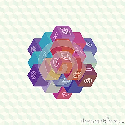 Isometric projection infographic array of cubes Vector Illustration