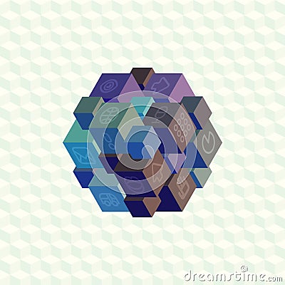 Isometric projection infographic array of cubes Vector Illustration