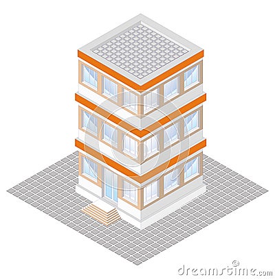 isometric projection of a three-storey building Stock Photo