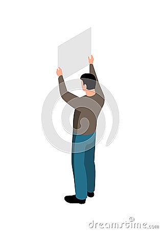 Isometric Protest Icon Cartoon Illustration