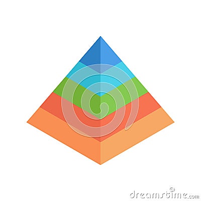 Isometric pyramid chart with colorful layers isolated on white background. Vector Illustration