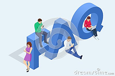 Isometric Question Marks, Message box with question, Chatbot technology, AI chat bot based on artificial intelligence Vector Illustration