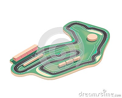 Isometric racing track isolated on a white background. Vector illustration. Vector Illustration