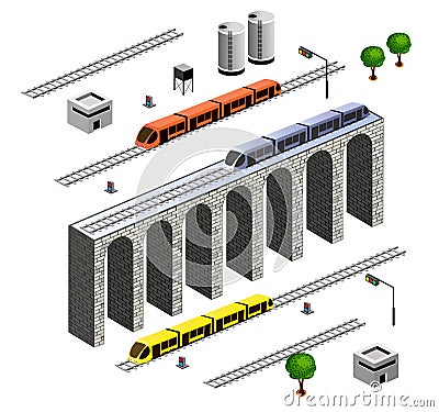 Isometric Railroad Vector Illustration