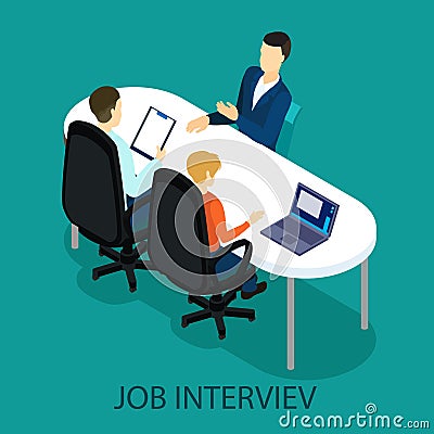 Isometric Recruitment Process Concept Vector Illustration