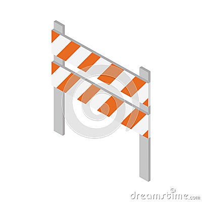 Isometric repair construction traffic barricade warning work tool and equipment flat style icon design Vector Illustration