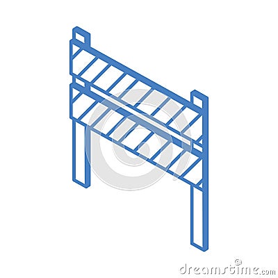 Isometric repair construction traffic barricade warning work tool and equipment linear style icon design Vector Illustration