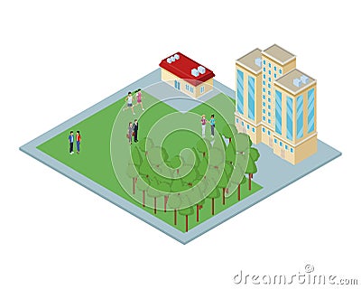 Isometric residences buildings Vector Illustration