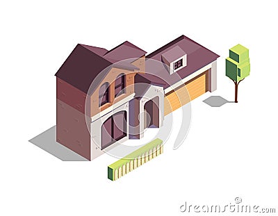 Isometric Residential Building Vector Illustration