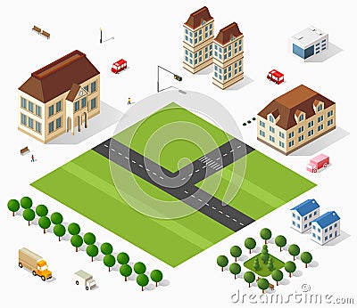 Isometric retro set Vector Illustration