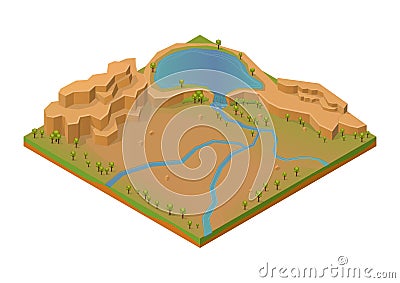 Isometric rock mount Vector Illustration