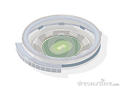 Isometric round arena. Circular cricket stadium isolated on white background. Sports venue, building or structure for Vector Illustration