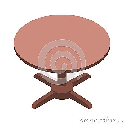 Isometric Round Table Composition Vector Illustration