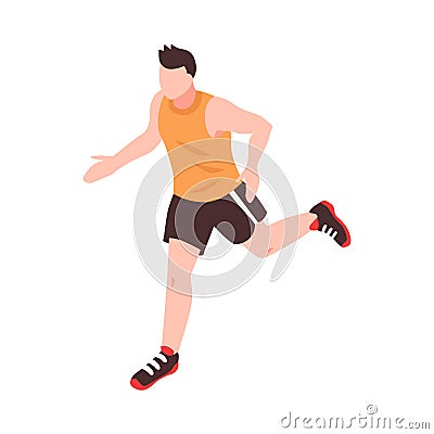 Isometric Running Man Cartoon Illustration