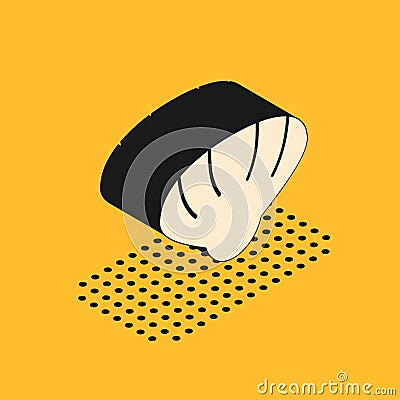Isometric Scallop sea shell icon isolated on yellow background. Seashell sign. Vector. Vector Illustration