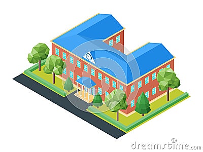 Isometric school building Vector Illustration