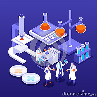 Isometric Scientific Laboratory Concept Vector Illustration