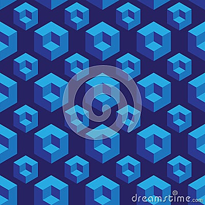Isometric seamless pattern with optical illusion cubes Vector Illustration