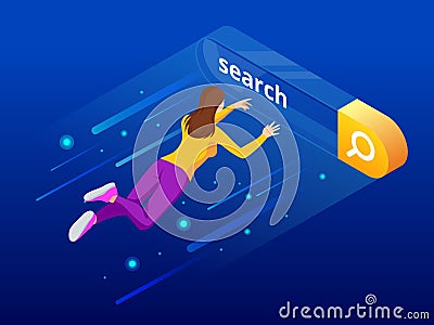 Isometric Search bar modern concept. Search engine optimization and web analytics elements. Vector interface element Vector Illustration