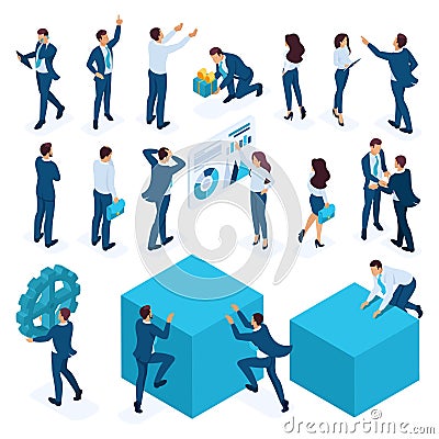 Isometric set of businessmen, businesswoman, employees, managers, Directors. Vector illustration Vector Illustration