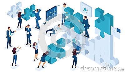 Isometric Set Characters, Young Entrepreneurs Vector Illustration