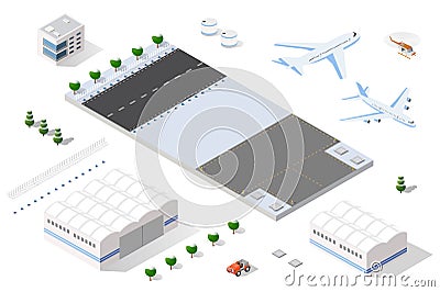 Isometric 3D airstrip Vector Illustration