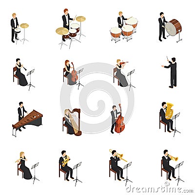 Orchestra People Set Vector Illustration