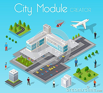 Isometric set module city Vector Illustration