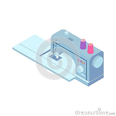 Isometric Sewing Machine Composition Vector Illustration