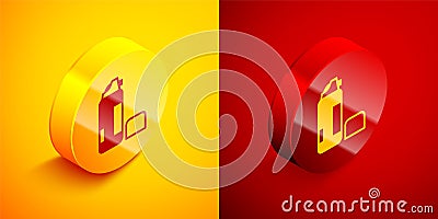 Isometric Shaving gel foam icon isolated on orange and red background. Shaving cream. Circle button. Vector Stock Photo