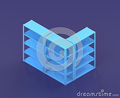 Isometric shelf on blue background, single color workshop tool, 3d rendering Stock Photo