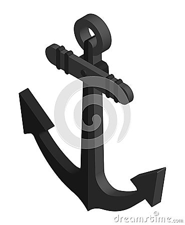 Isometric ship metal anchor. Safe anchorage of ships in port. 3d Vector Vector Illustration