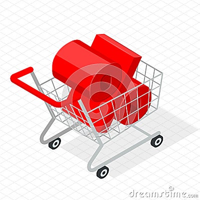 Isometric shopping cart Vector Illustration