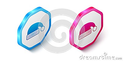 Isometric Sleeping hat icon isolated on white background. Cap for sleep. Hexagon button. Vector Stock Photo