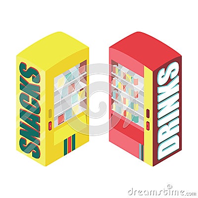 Isometric snacks and drinks machine. Vector illustration decorative design Vector Illustration