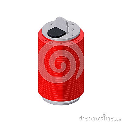 Isometric soda can, assembled from plastic cubes. Vector clipart Vector Illustration