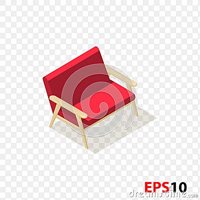 Isometric sofa red color Vector Illustration