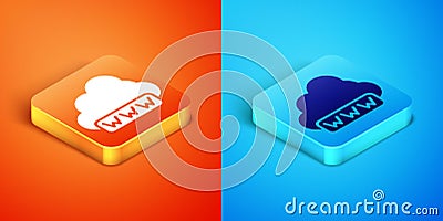 Isometric Software, web development, programming concept icon isolated on orange and blue background. Programming Vector Illustration