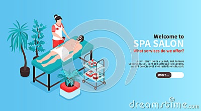 Isometric Spa Salon Banner Vector Illustration