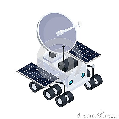 Isometric Space Rover Cartoon Illustration