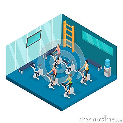 Isometric Sport And Fitness Template Vector Illustration