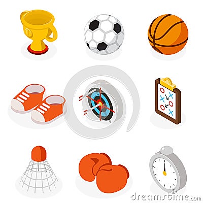 Isometric sport flat icons Vector Illustration
