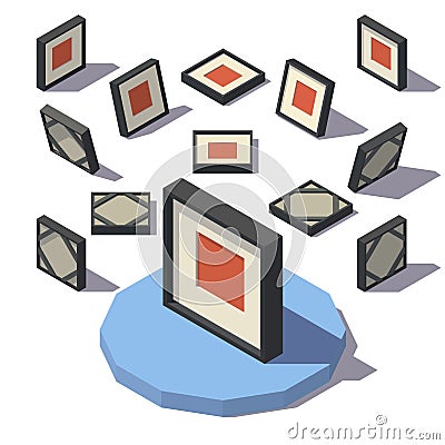 Isometric Square Picture Frame Vector Illustration