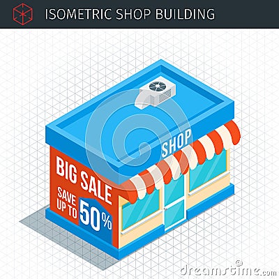 Isometric store building Vector Illustration