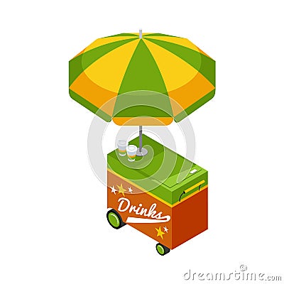 Isometric Street Cart Vector Illustration