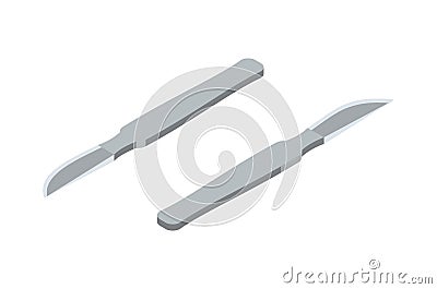 Isometric Surgery Knives Composition Vector Illustration