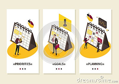 Isometric Strategic Business Planning Vector Illustration