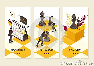 Isometric Strategic Business Planning Vector Illustration