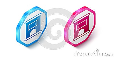 Isometric Ticket office to buy tickets for train or plane icon isolated on white background. Buying tickets. Ticket Vector Illustration