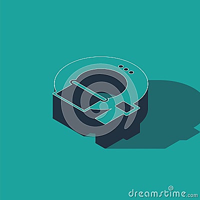 Isometric Tomography icon isolated on green background. Medical scanner, radiation. Diagnosis, radiology, magnetic Vector Illustration